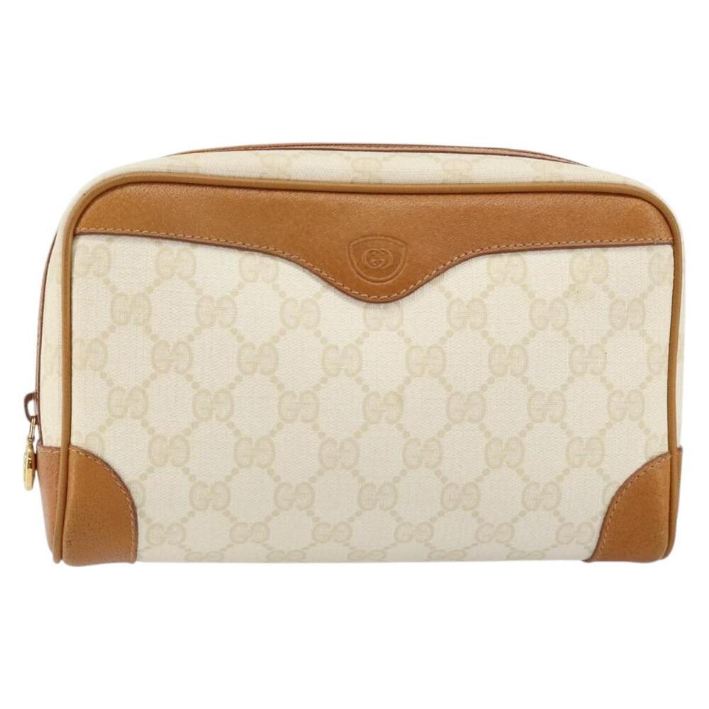 GUCCI GG Canvas Clutch Bag White Gold Auth 145972 - Picture 13 of 16